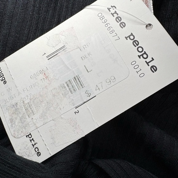 Free People Women’s Black Ribbed Sleeveless Blouse Size Large - Picture 5 of 7